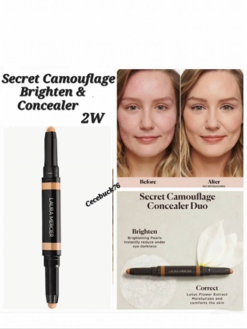 🌺Laura Mercier 2W Secret Camouflage Correct and Brighten Concealer Duo Stick